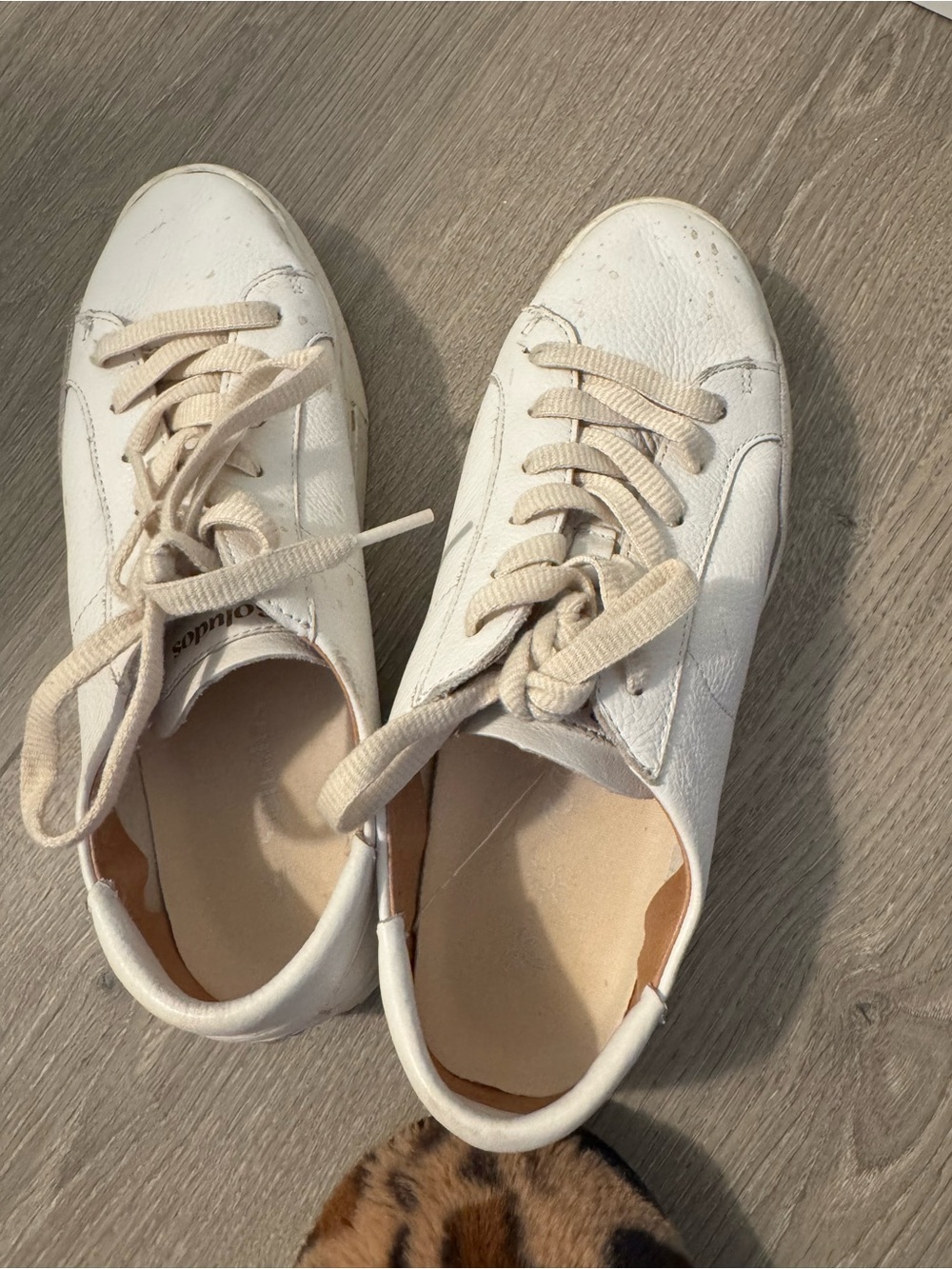 Soludos Cream Lace-Up Leather Sneakers